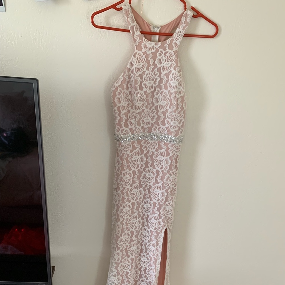 White and Tan Prom Body Con